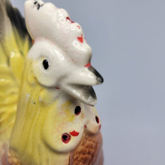 Vintage Rooster & Hen Ceramic Salt & Pepper Shakers Hand Painted Japan Farmhouse - Picture 10 of 12